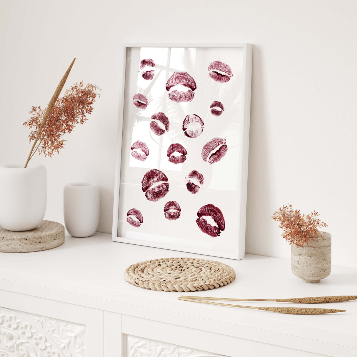 Red burgundy lips printable for fashion home decor, love home decor, valentine's day home decor, boho home decor.