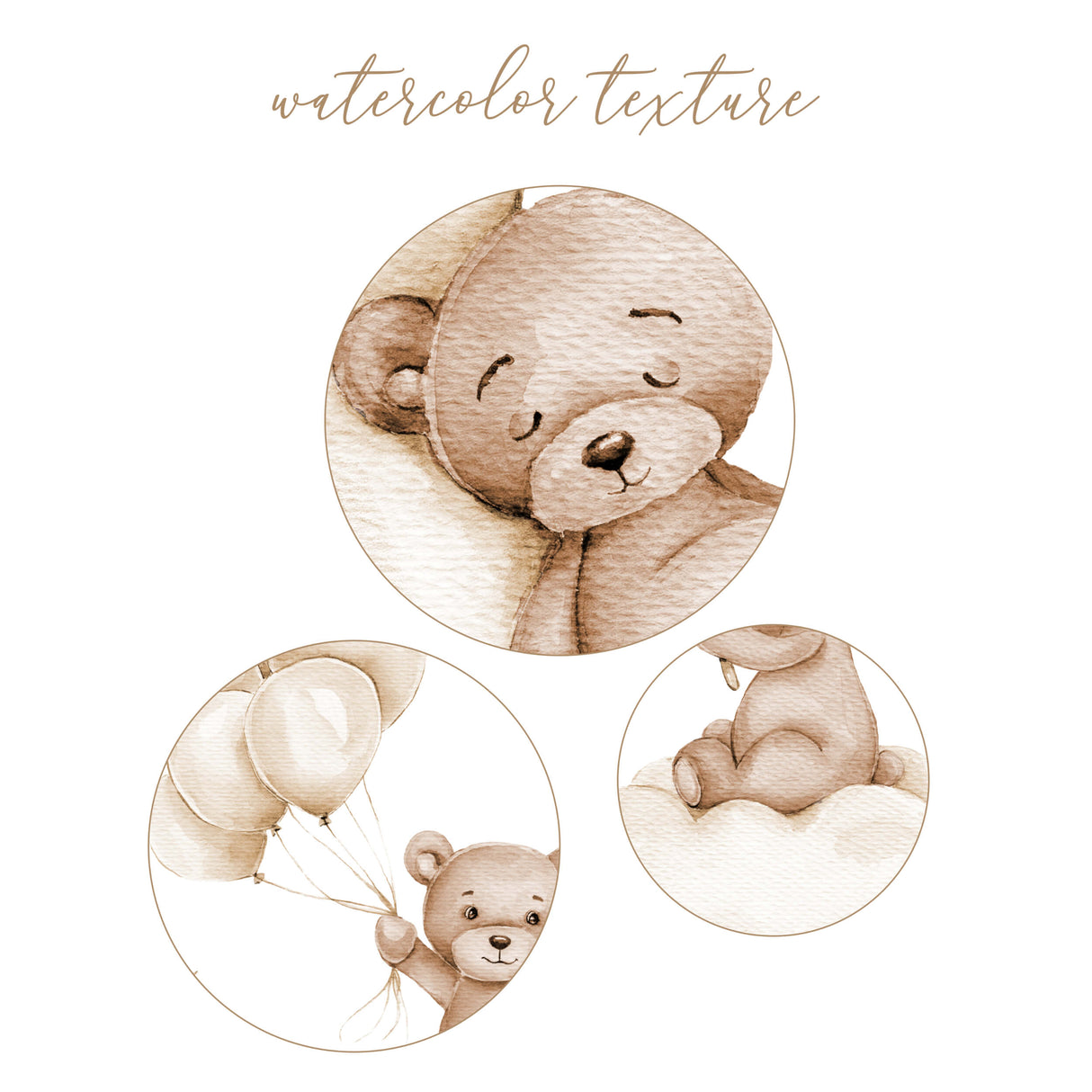 Watercolor teddy bear print