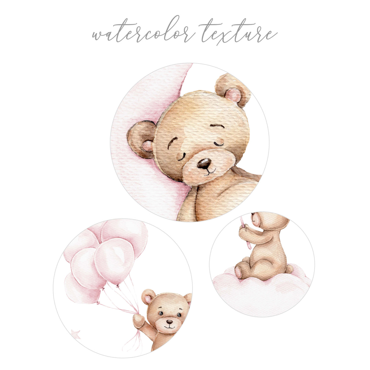 Watercolor teddy bear print