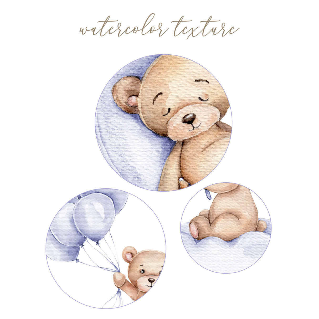 Teddy bear print with watercolor effect