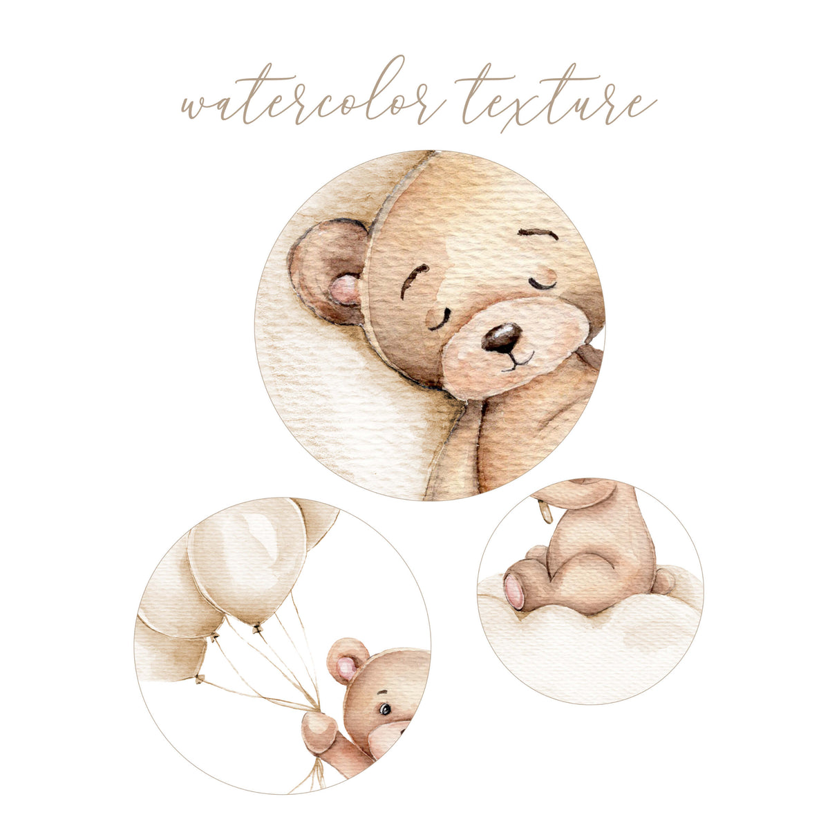 Teddy Bear with Airplane Nursery Print - Beige