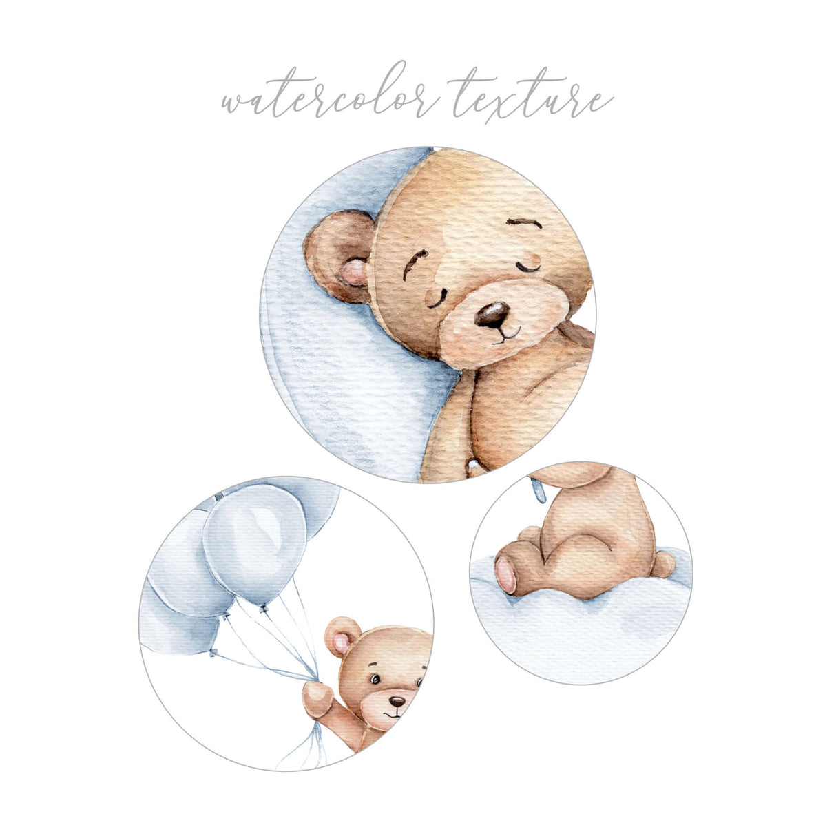 Watercolor teddy bear printable texture