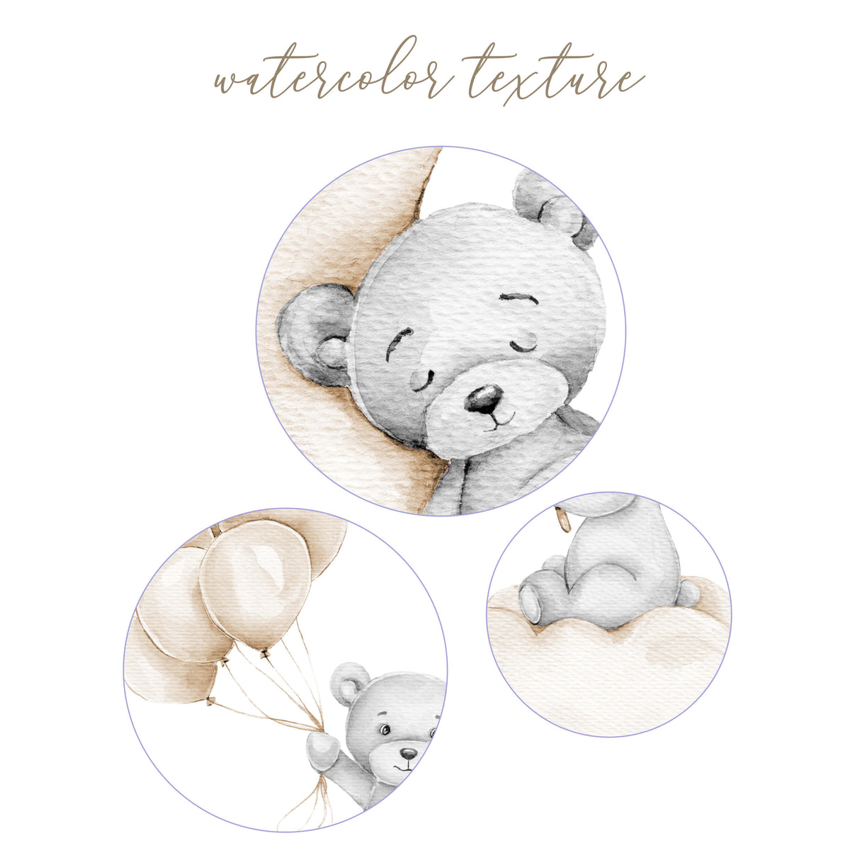 Watercolor effect with teddy bear print