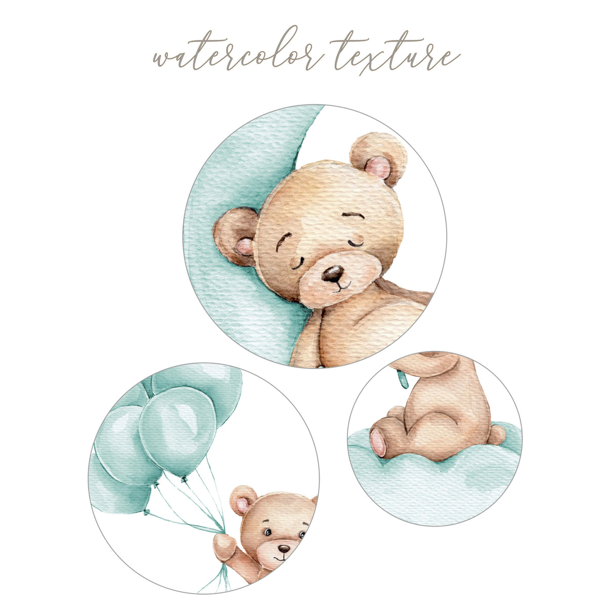 watercolor effect teddy bear print