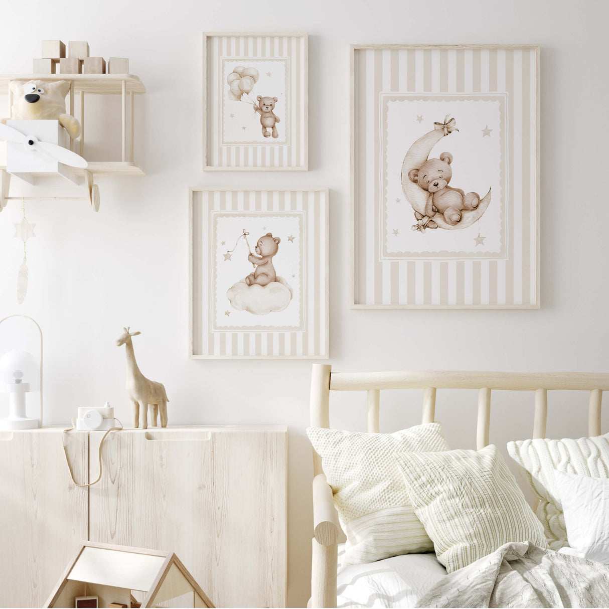 Adorable teddy bear illustration wall art digital download for baby room