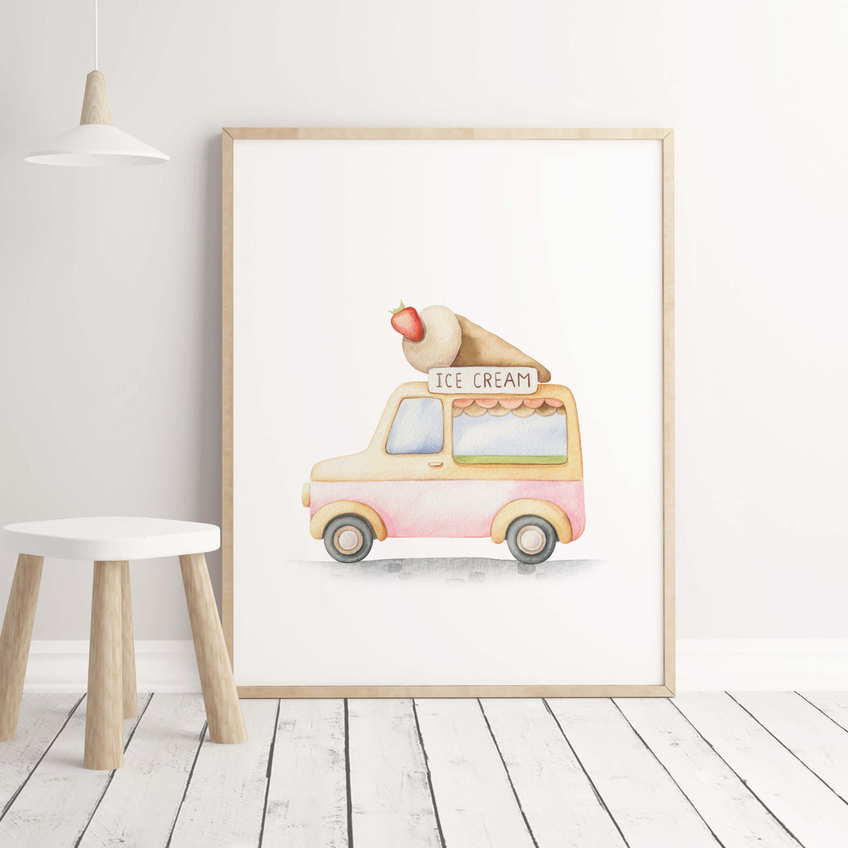 Ice cream car printable for toddler and baby boys room decor.