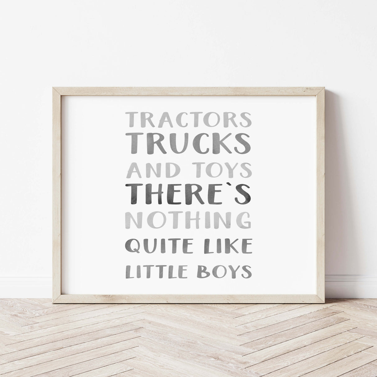 Set of 6 watercolor construction vehicle printable with quote in black , gray colors for baby boys room decor, toddler room decor, nursery room decor.