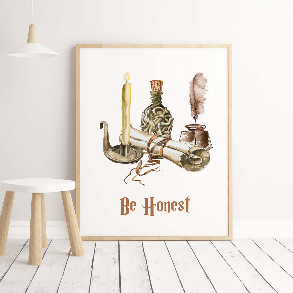Watercolor magical print with be honest quote for wizard home decor.
