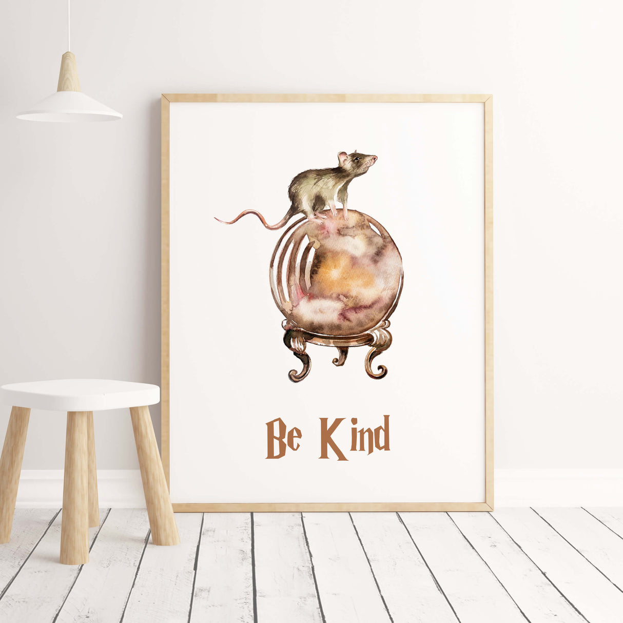 Watercolor wizard print with be kind quote