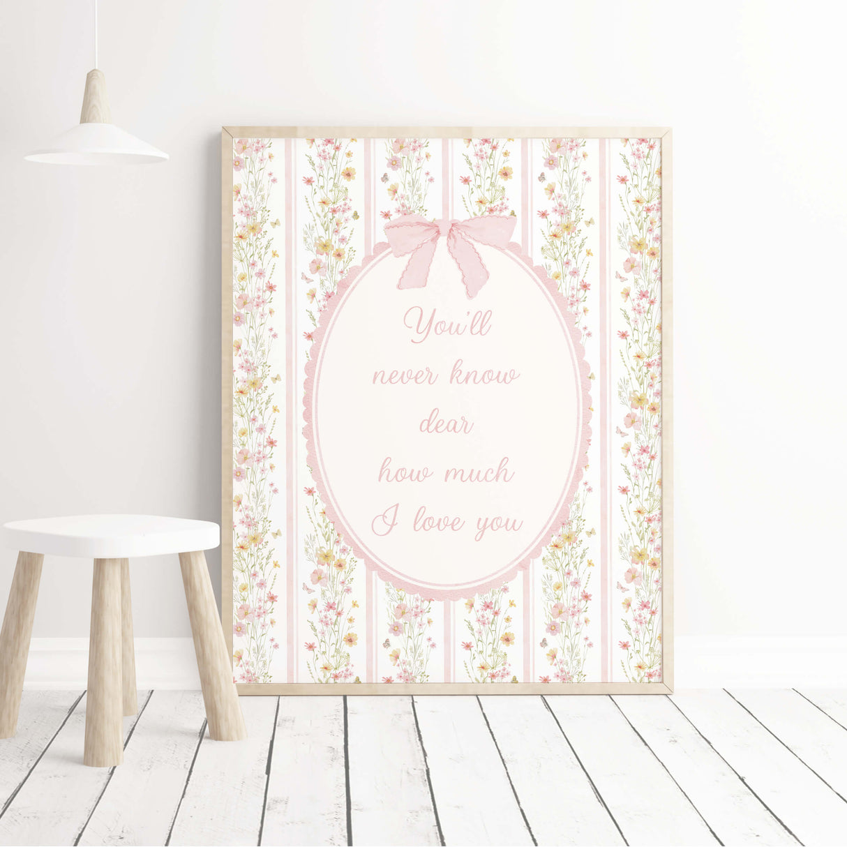 Romantic floral quote printable for baby girl nursery wall decor