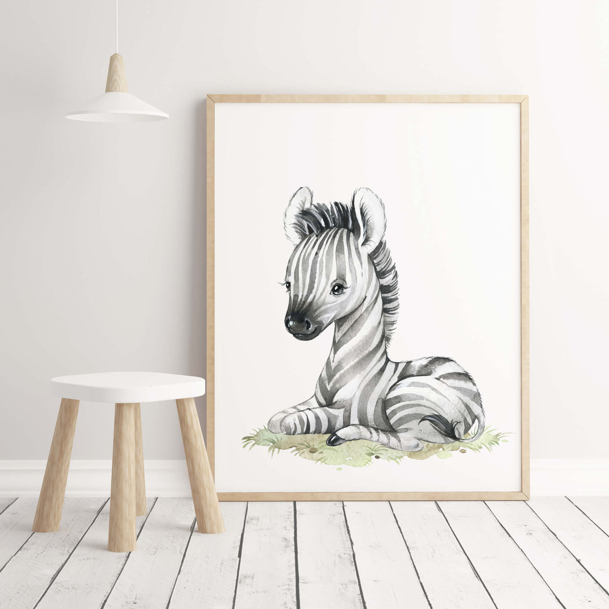 Watercolor safari animals with zebra print for gender neutral nursery decor and ideas, boho nursery decor.