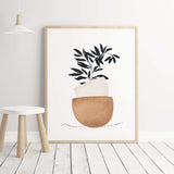 Abstract Landscape and Botanical Prints - Brown - Beige - Black - Set of 6