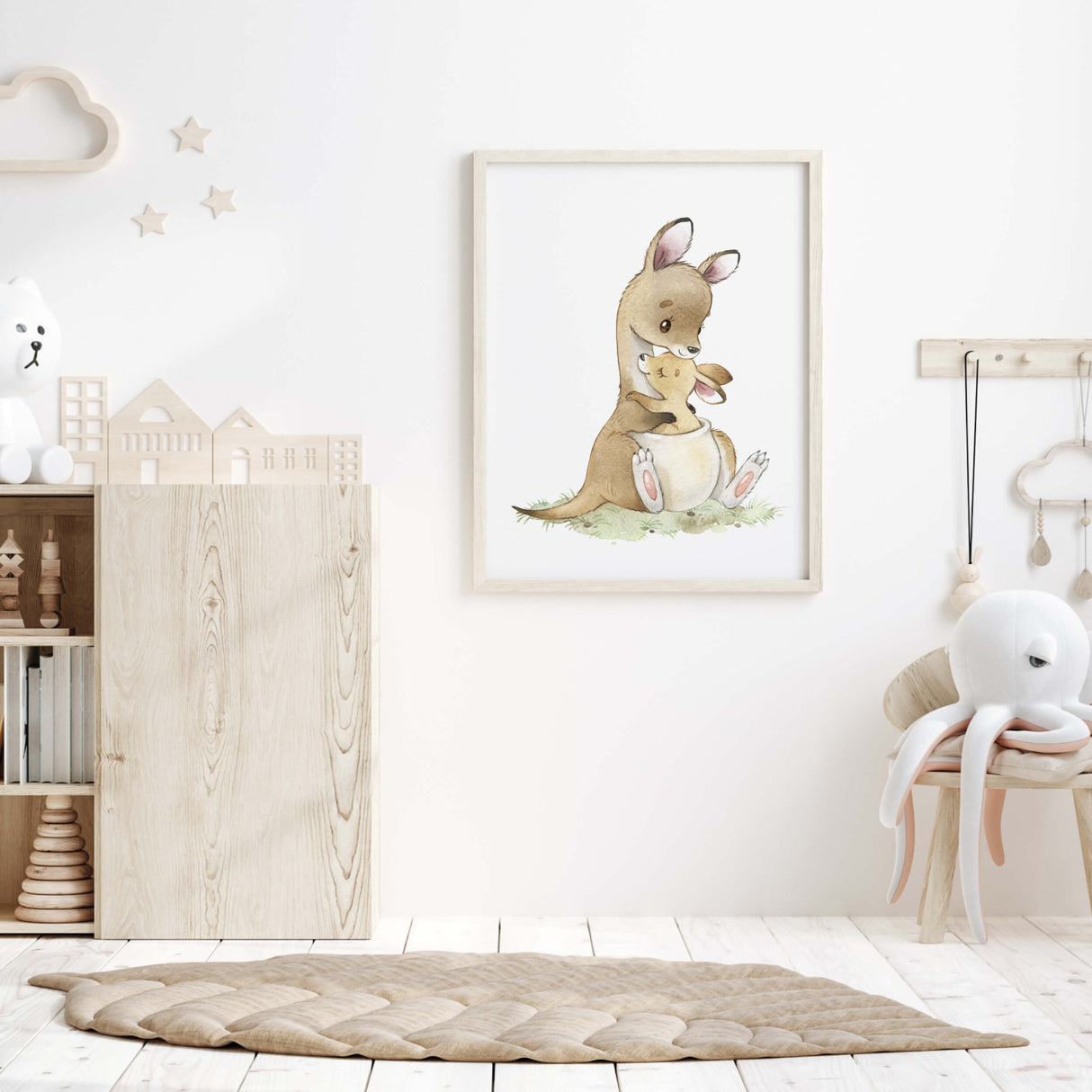 Kangaroo baby animal print for Australian animal themed nursery
