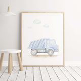 Light blue dump truck printable for toddler and baby boys room decor.