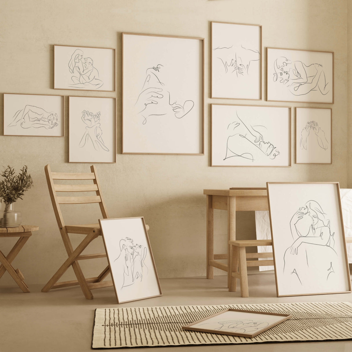 Erotic line art bundle print for minimal home decor