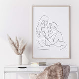 Lotus sex position line art print for black and white minimalist home decor, bedroom, living room decor.