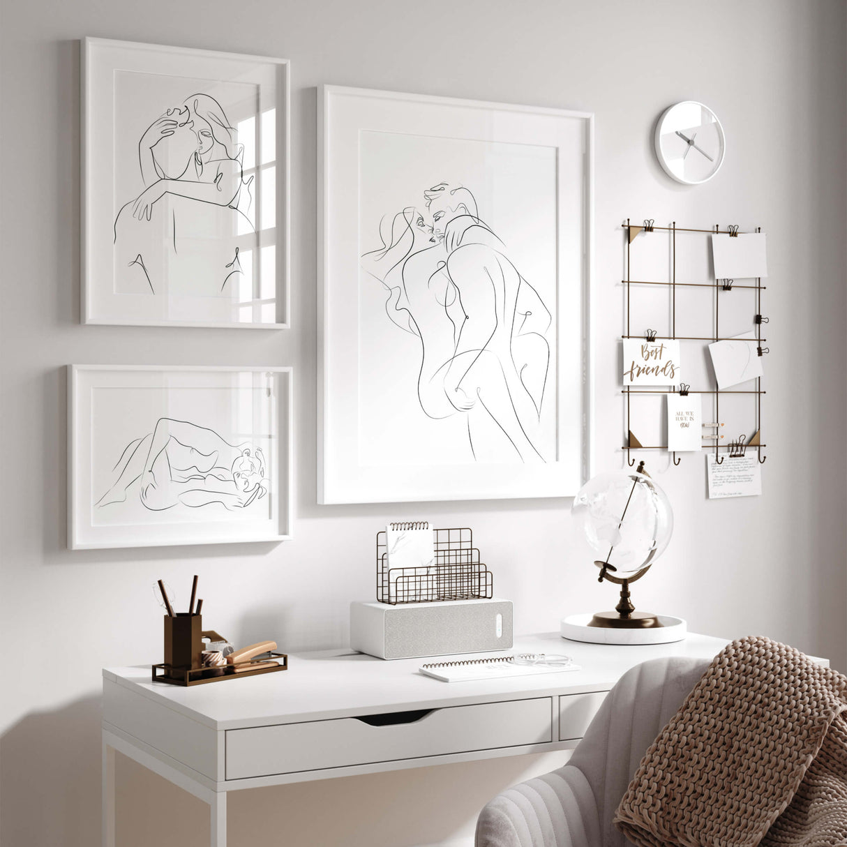 Sex line art bundle poster for minimal home decor, erotic bedroom decor, black and white decor.