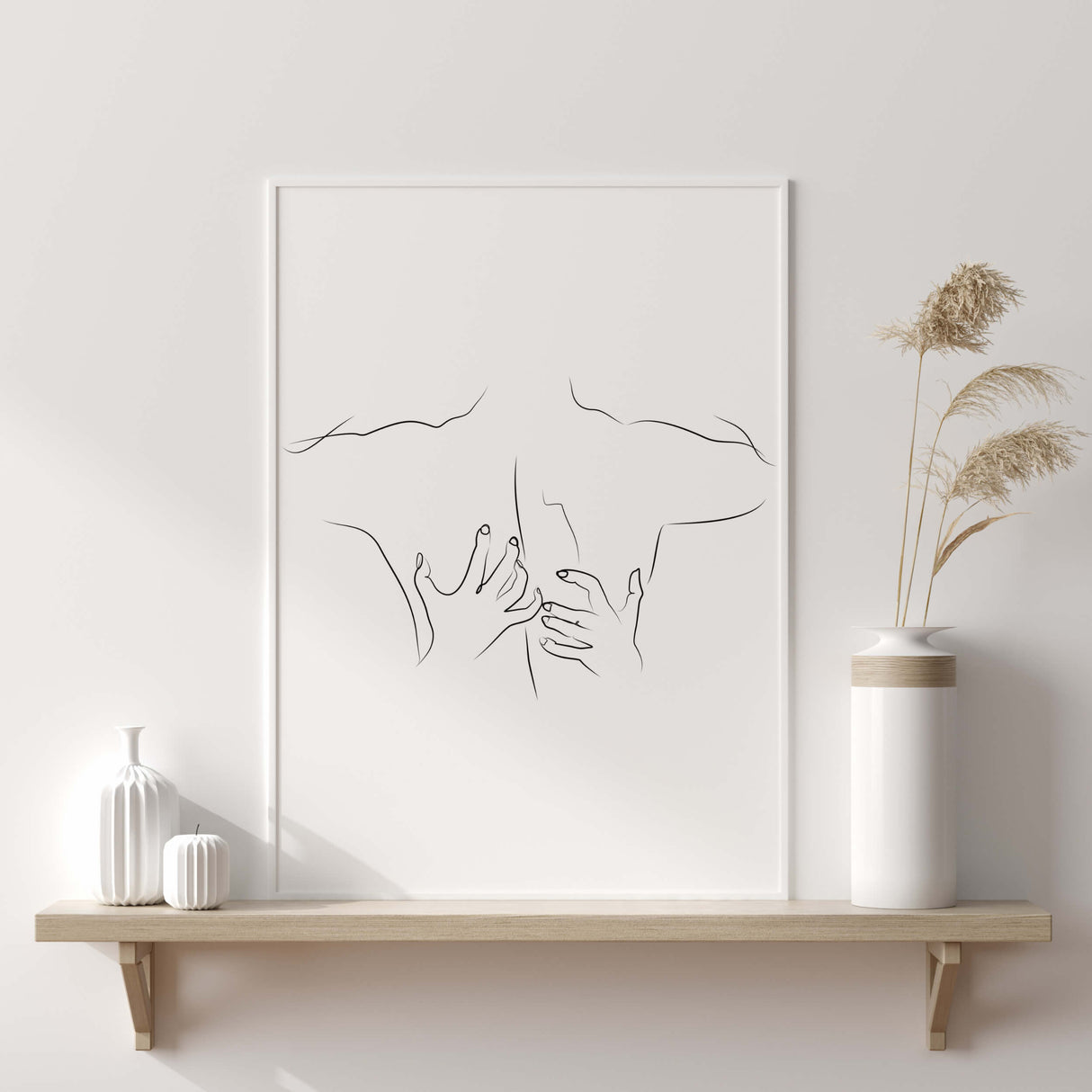 Sexy couple line art poster for black and white minimalist home decor, bedroom decor, living room decor.