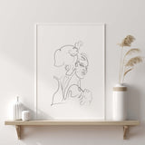 Kiss line art print for black and white minimalist home decor, bedroom decor, livingroom decor, sex home decor.