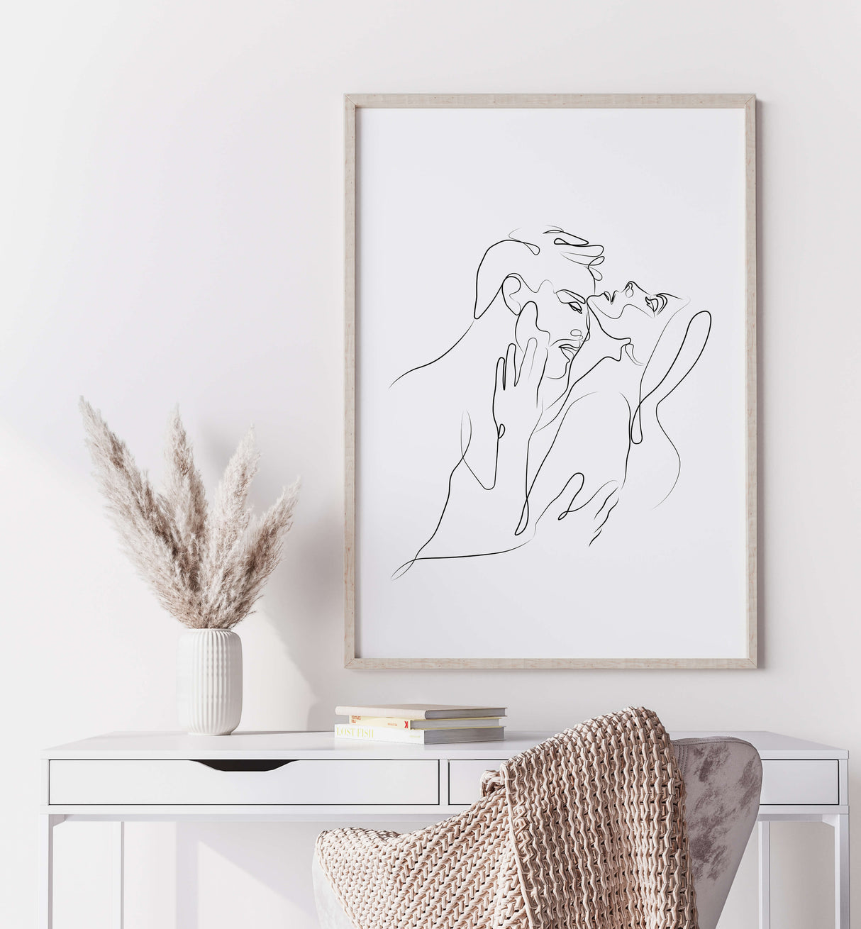 Sex line art print for minimalist home decor, bedroom, living room decor.