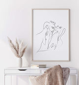 Sex line art print for minimalist home decor, bedroom, living room decor.