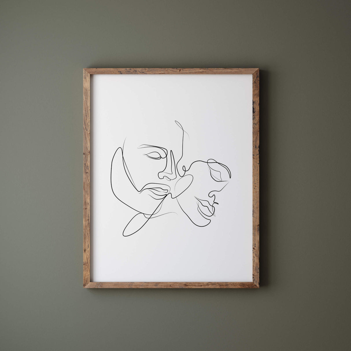 Neck kiss line art for black and white minimalist home decor, bedroom, living room decor, elegant home decor.