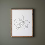 Neck kiss line art for black and white minimalist home decor, bedroom, living room decor, elegant home decor.