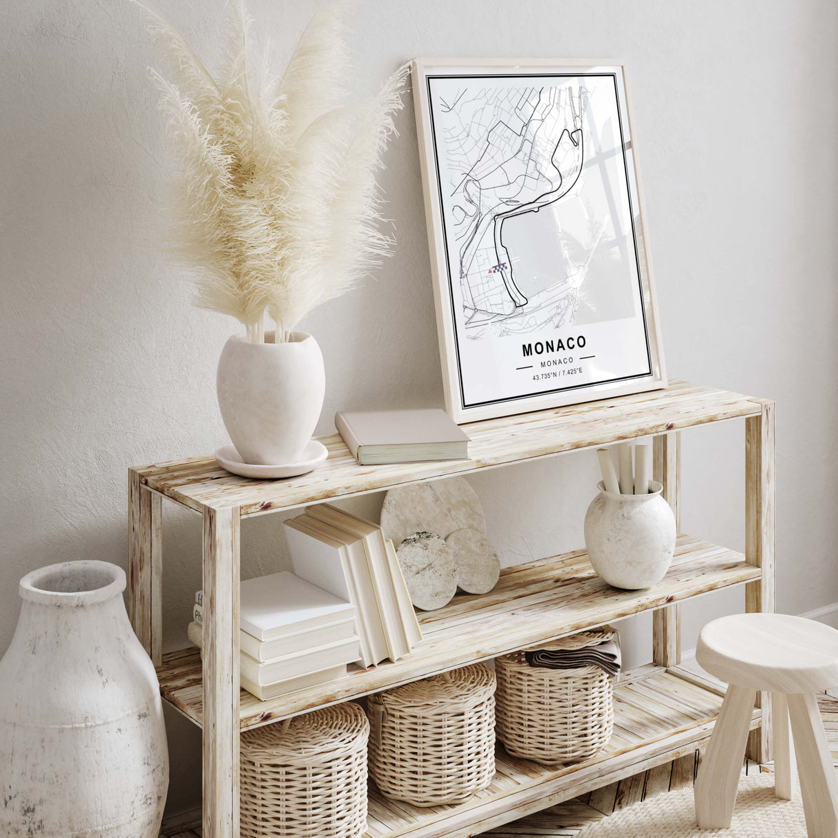 Monaco F1 circuit map for black and white minimalist home decor.