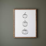 Line art fall print with pumpkins for minimalist autumn home decor.