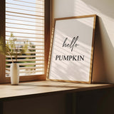 Hello pumpkin quote printable for minimalist autumn home decor.