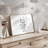 Robot Nursery Prints - Blue Gray - Horizontal - Set of 3