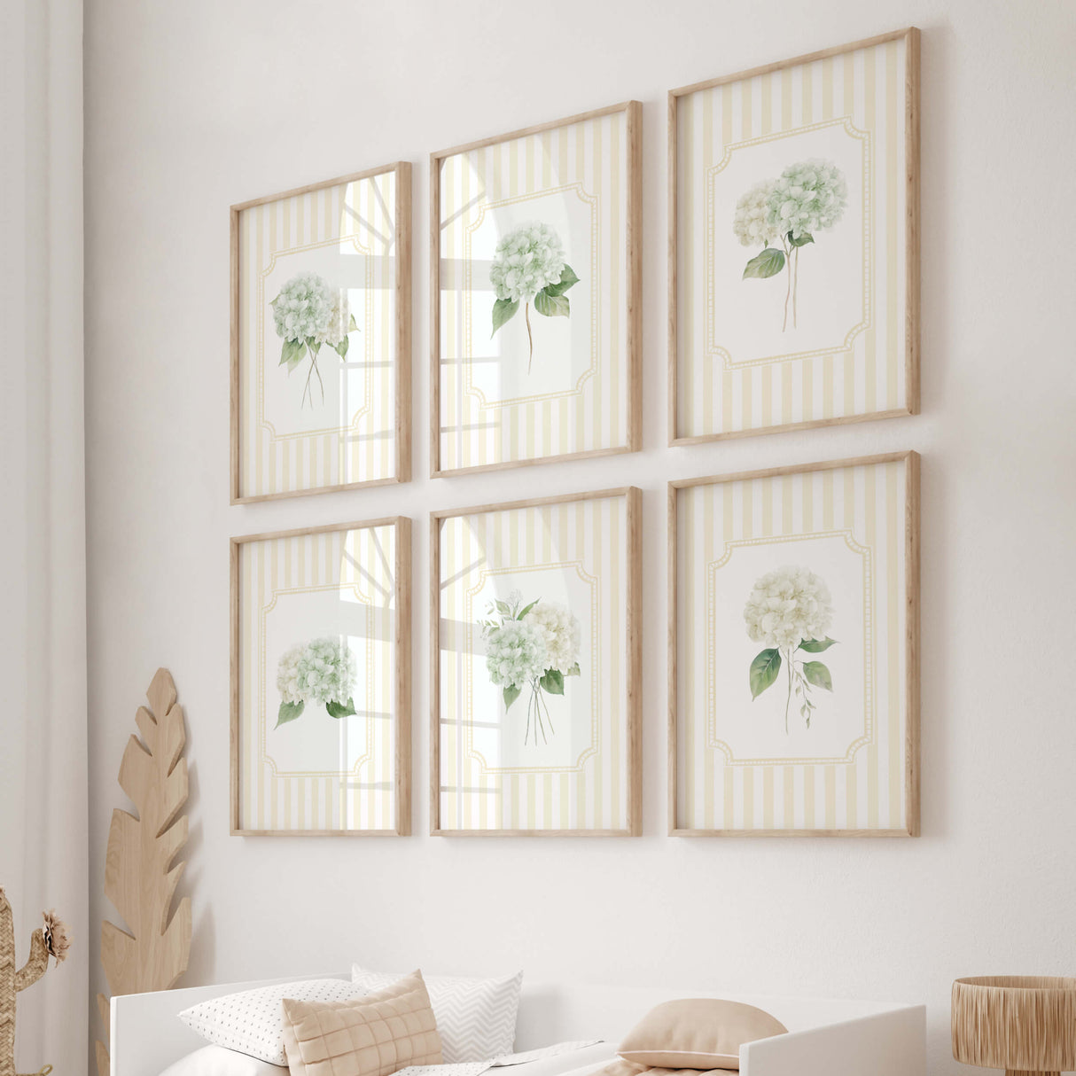 Watercolor hydrangea wall art set digital botanical prints