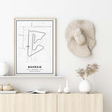 Bahrain F1 circuit map print for living room, office and bedroom decor.