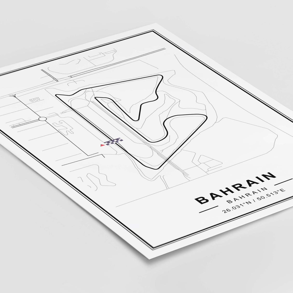 Bahrain Formula1 map poster for minimalist home decor.