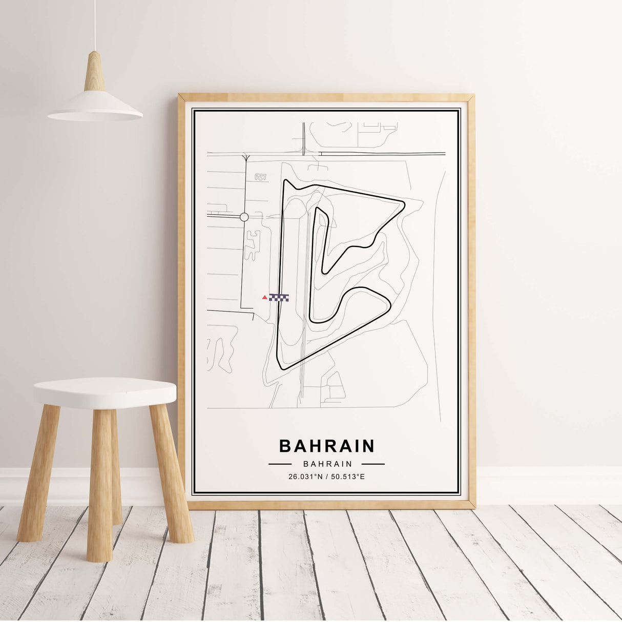 Bahrain F1 circuit map poster for Formula1 home decor