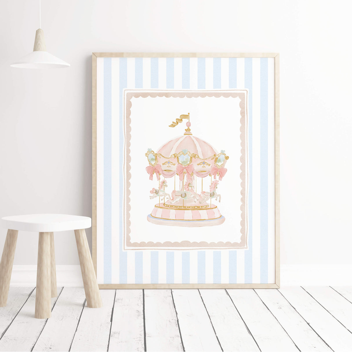 Gender neutral nursery print set with pastel circus theme