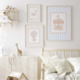 Printable ballerina carousel nursery art in pink and blue tones