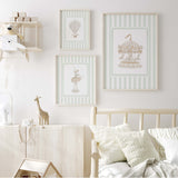 Luxury nursery printable wall art set with carousel and hot air balloon prints.