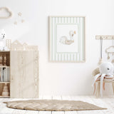 Minimalist gender neutral nursery prints beige and sage striped background.