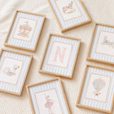 Pastel pink ABC letter printable digital nursery art set for baby room decor