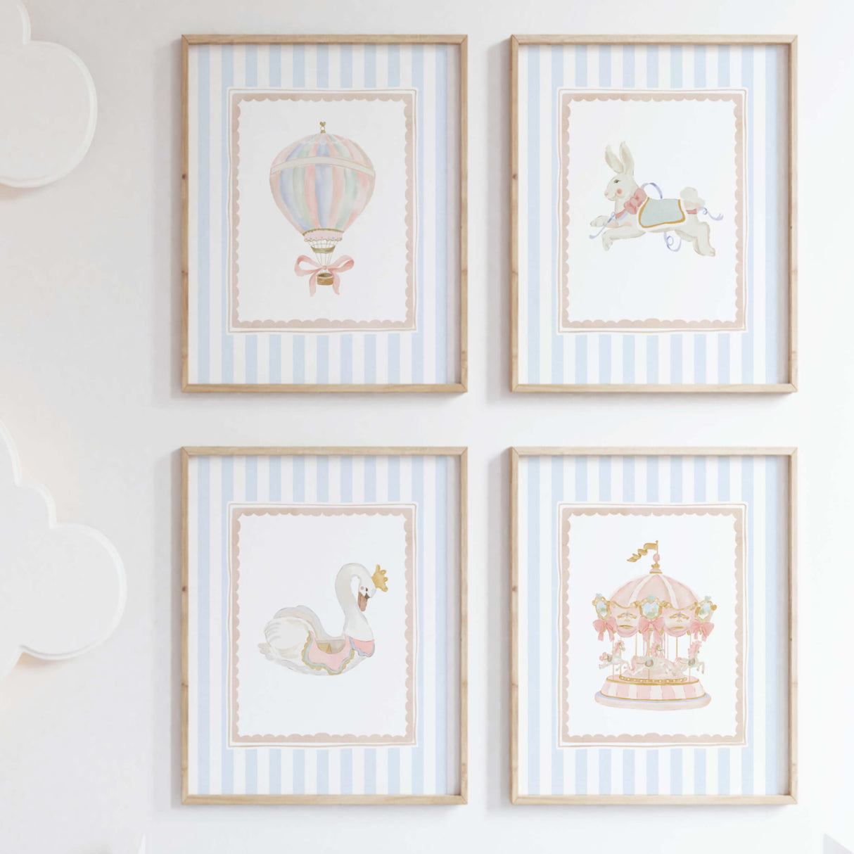 Pastel pink alphabet letter print framed nursery wall decor for baby girl room