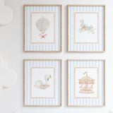 Pastel pink alphabet letter print framed nursery wall decor for baby girl room