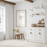 Beige botanical digital prints in set of four with soft tones

