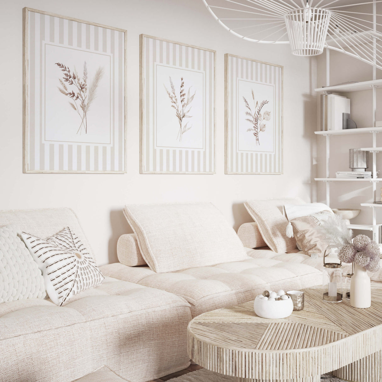 Beige flower printable posters ideal for baby girl room or home office

