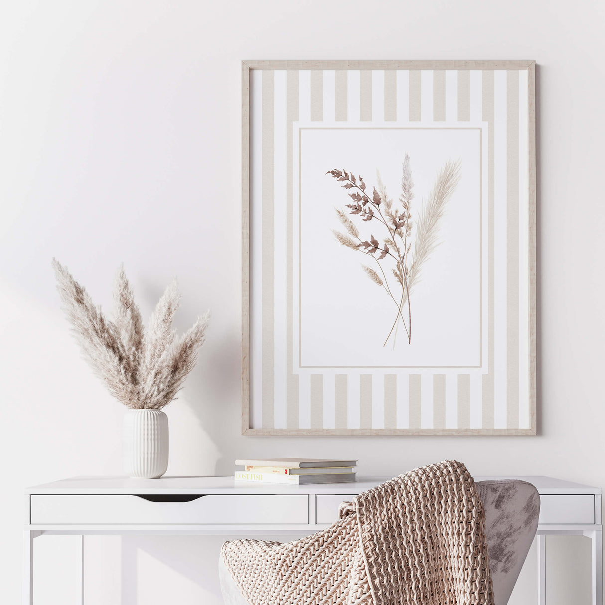 Modern farmhouse printable art with natural botanical elements


