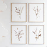 Beige and brown dried flower wall art set of 4 printable posters