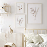 Minimalist beige wildflower posters for modern farmhouse interior

