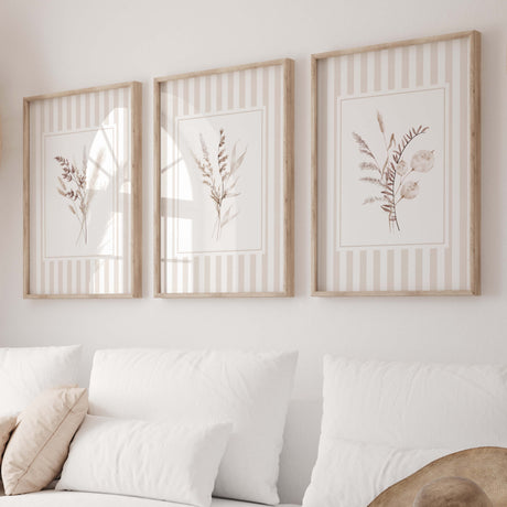 Neutral floral wall art set perfect for baby room or boho decor

