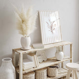 Beige botanical digital prints in set of four with soft tones

