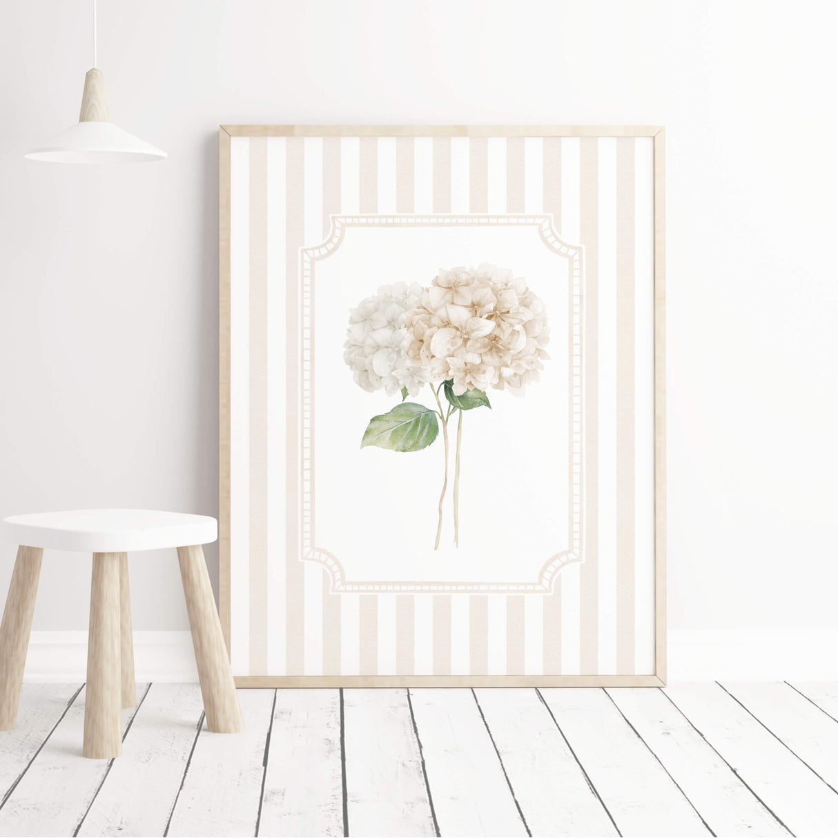 Beige floral printable hydrangea wall art set of 6 modern botanical posters